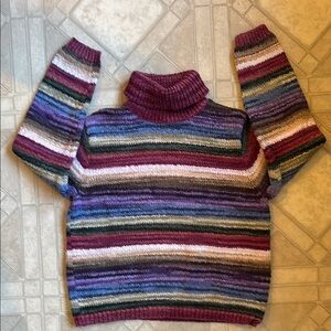 Talbots Petite multicolor, striped turtleneck sweater size large